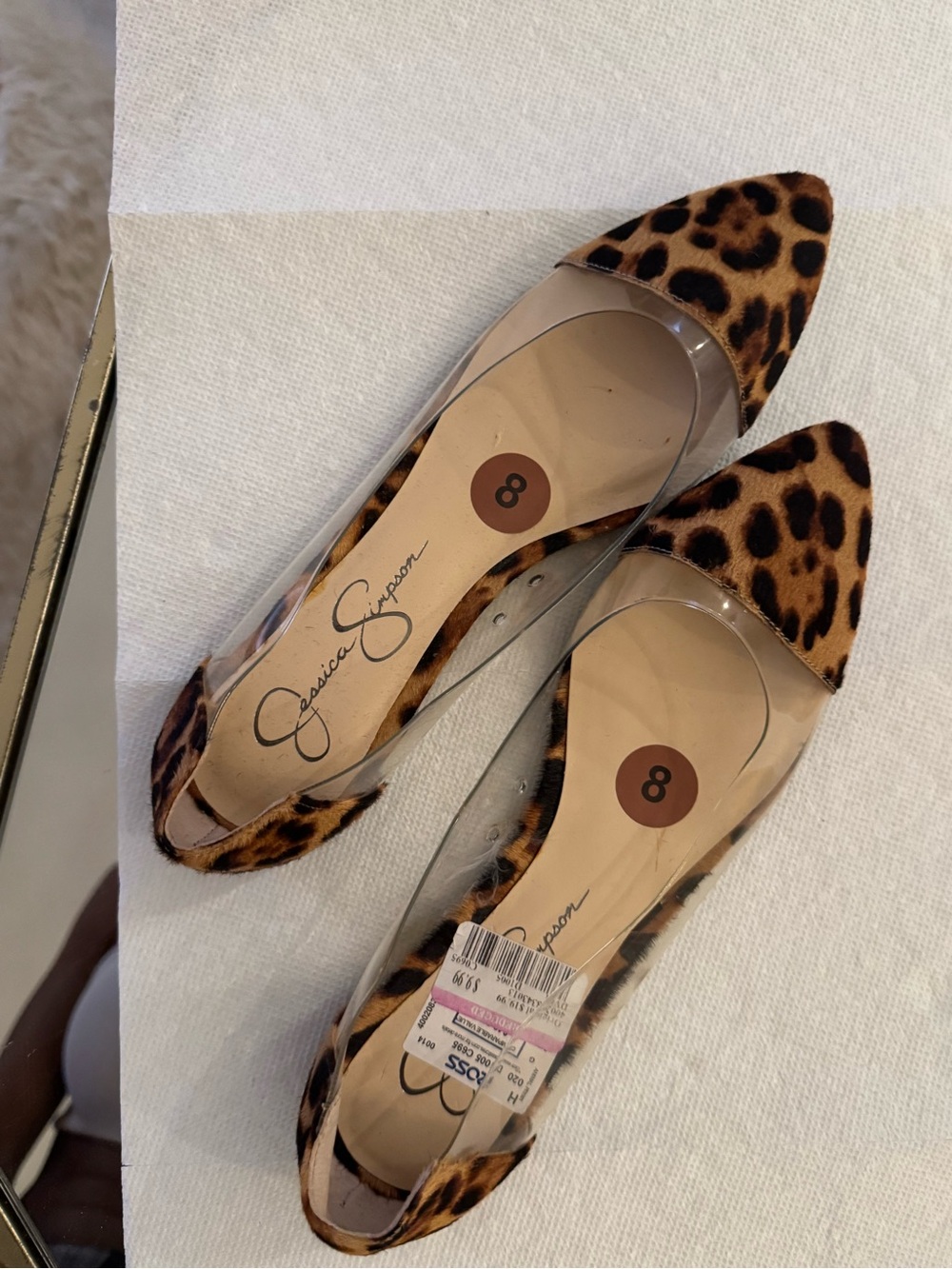 Jessica Simpson Leopard Pointed Toe Flats with Clear Panels